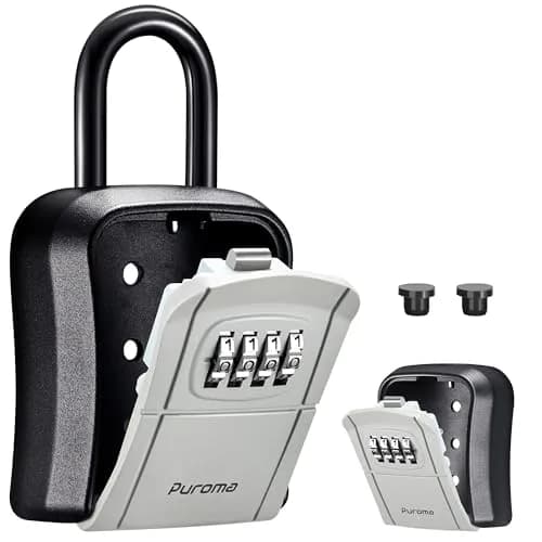 Puroma Outdoor Key Lock Box Gray | 4-Digit Combination Lockbox for House Keys thumbnail 1