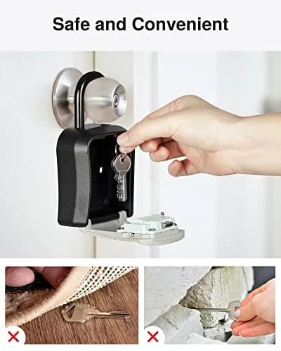Puroma Outdoor Key Lock Box Gray | 4-Digit Combination Lockbox for House Keys thumbnail 7