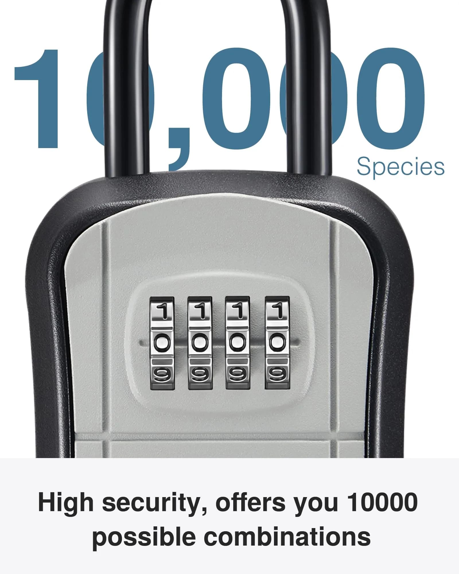 Puroma Outdoor Key Lock Box Gray | 4-Digit Combination Lockbox for House Keys - view 3
