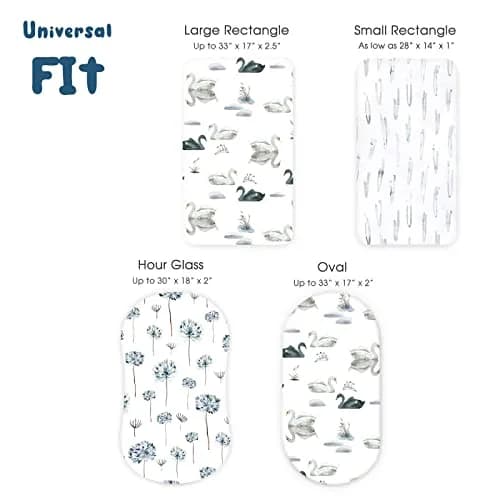 GRSSDER Stretchy Ultra Soft Bassinet Fitted Sheets 3 Pack, Universal Fit for Oval Rectangle Moses Basket Mattresses | 300 Thread Count Jersey Knit thumbnail 6