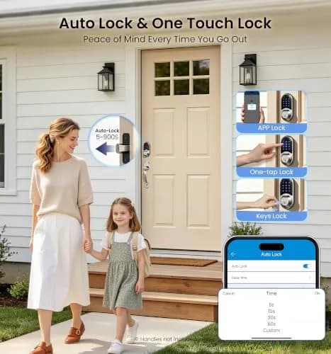 Veise RZ07 Fingerprint Smart Door Lock Deadbolt Satin Nickel | App Control, Fast Fingerprint thumbnail 3