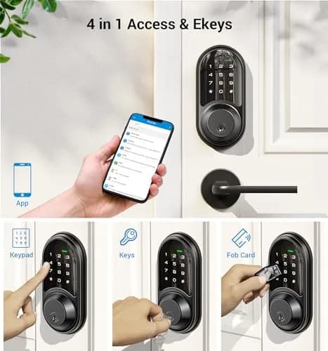 Veise RZ06 Smart Lock for Front Door with App Control, Matte Black | Keyless Entry & Remote Access thumbnail 2
