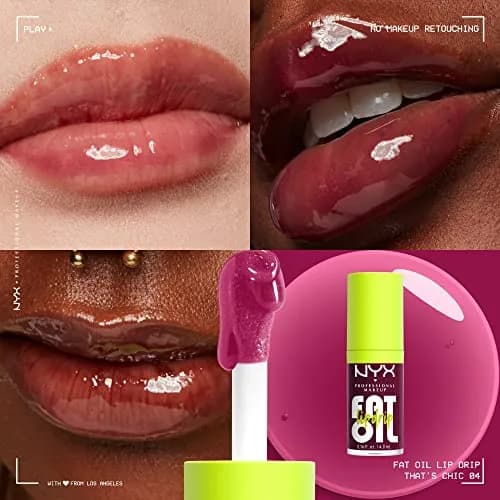 NYX PROFESSIONAL MAKEUP Fat Oil Lip Drip Moisturizing Lip Oil Gloss That's Chic (Deep Berry) 4.7ml (0.16 Fl Oz) | Vegan Squalane & 12 HR Hydration thumbnail 2