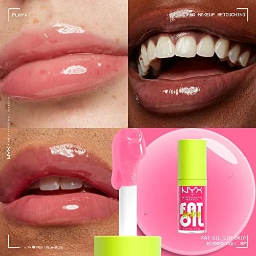 NYX PROFESSIONAL MAKEUP Fat Oil Lip Drip Moisturizing Lip Oil Gloss Missed Call (Sheer Pink) 4.7ml (0.16 Fl Oz) | Vegan Tinted Formula thumbnail 2