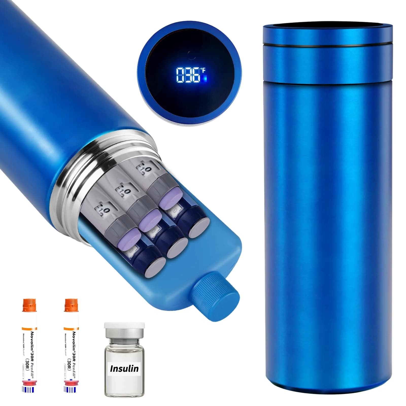 Bogush Insulin Cooler Travel Case Blue with Digital Display | Holds 6-8 Pens, 40-Hour Cooling - view 4