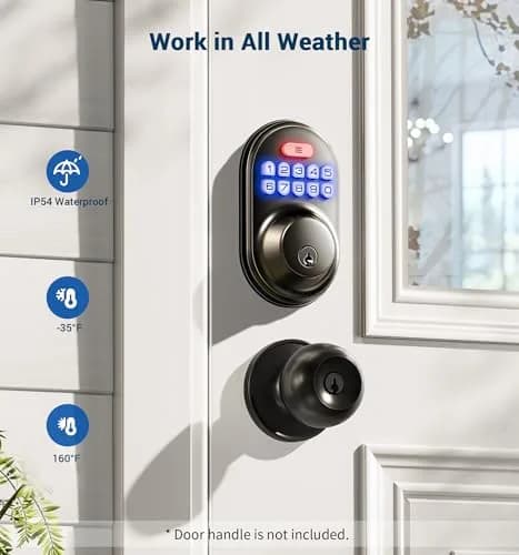 Veise RZ-A Electronic Deadbolt Door Lock, Matte Black | Keyless Entry & Auto Lock thumbnail 6