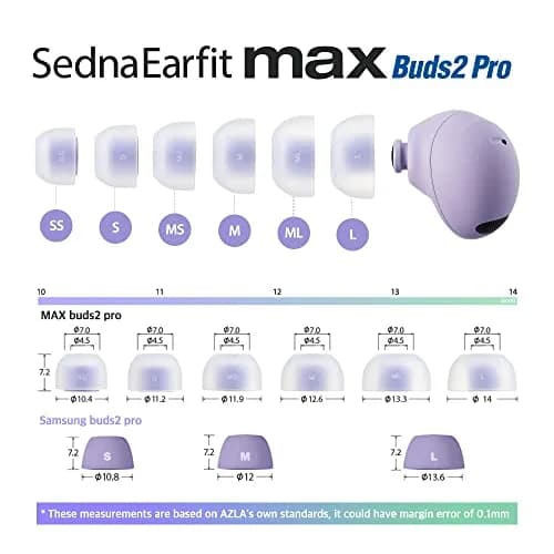 AZLA SednaEarfit MAX for Galaxy Buds 2 Pro (L) | Noise Canceling Earbud Tips, Medical Silicone, Samsung-Certified, Large Size thumbnail 3
