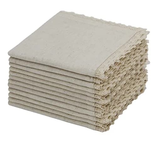 COTTON CRAFT Flax Linen Cocktail Napkins with Lace - 12 Pack Cloth Napkins | Elegant, Reusable, Eco-Friendly (70-120 chars) thumbnail 1