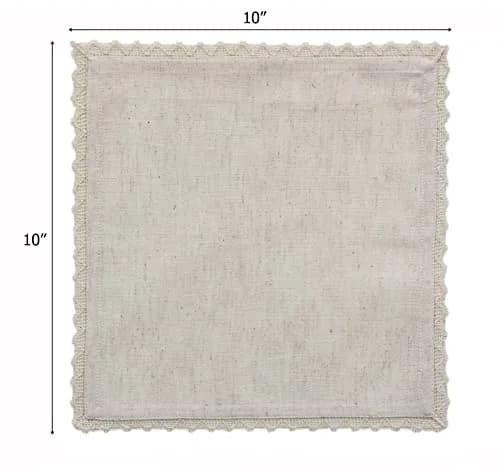 COTTON CRAFT Flax Linen Cocktail Napkins with Lace - 12 Pack Cloth Napkins | Elegant, Reusable, Eco-Friendly (70-120 chars) thumbnail 2