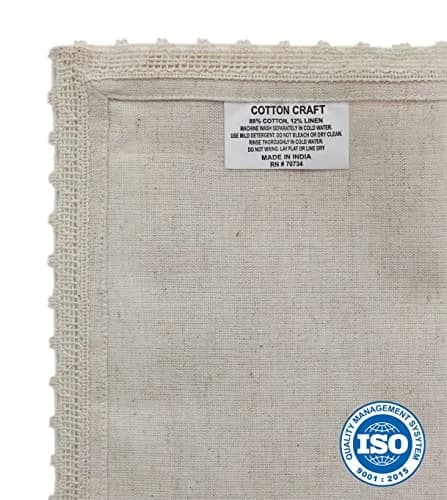 COTTON CRAFT Flax Linen Cocktail Napkins with Lace - 12 Pack Cloth Napkins | Elegant, Reusable, Eco-Friendly (70-120 chars) thumbnail 3