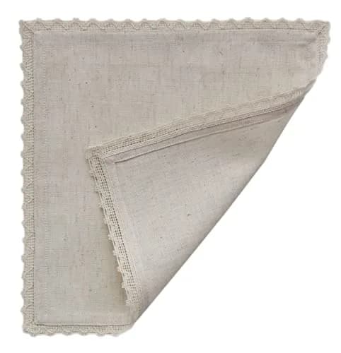 COTTON CRAFT Flax Linen Cocktail Napkins with Lace - 12 Pack Cloth Napkins | Elegant, Reusable, Eco-Friendly (70-120 chars) thumbnail 4
