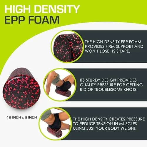 ProsourceFit High Density Foam Roller 18 inch (46 cm) | Firm Full Body Athletic Massage Tool for Muscle Recovery thumbnail 3