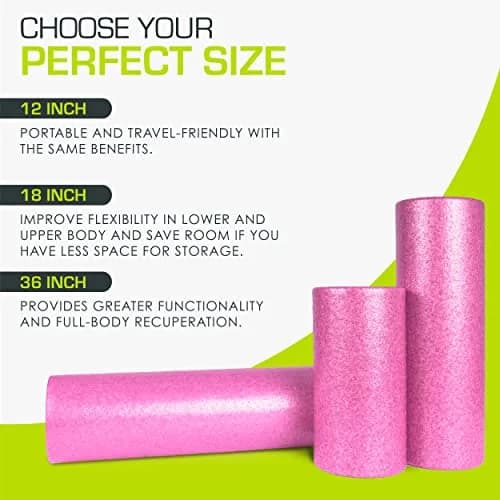 ProSourceFit High Density Foam Roller 91cm (36 inch) | Firm Full Body Athletic Massage Tool for Back Stretching, Yoga, Pilates, Post Workout Muscle Recuperation, Pink thumbnail 4