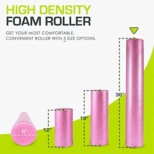 ProSourceFit High Density Foam Roller 91cm (36 inch) | Firm Full Body Athletic Massage Tool for Back Stretching, Yoga, Pilates, Post Workout Muscle Recuperation, Pink thumbnail 2