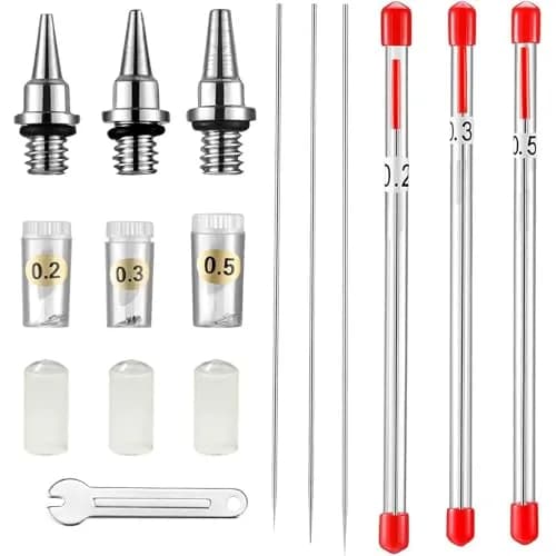 HUBEST Airbrush Nozzle Needle Set for Iwata Master, 0.2/0.3/0.5mm | Precision Art Supplies for Fine & Broad Projects thumbnail 1