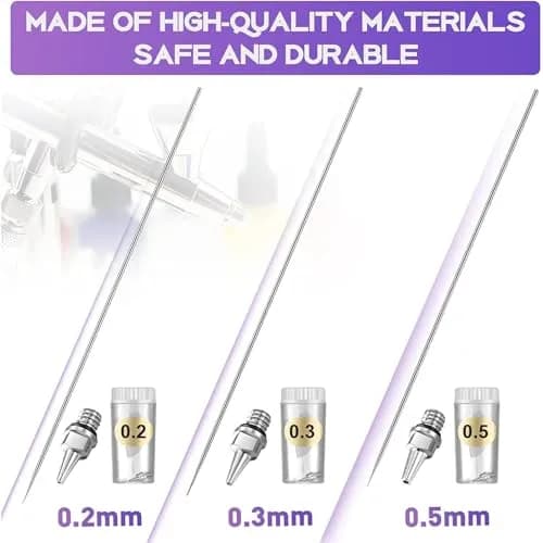 HUBEST Airbrush Nozzle Needle Set for Iwata Master, 0.2/0.3/0.5mm | Precision Art Supplies for Fine & Broad Projects thumbnail 6