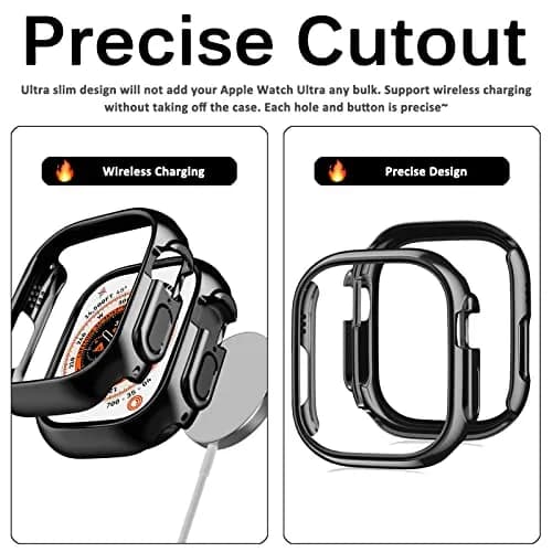 Miimall Compatible for Apple Watch Ultra/Ultra 2 49mm Case Black | Slim Shockproof PC Bumper thumbnail 6