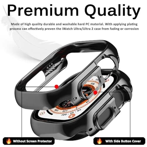 Miimall Compatible for Apple Watch Ultra/Ultra 2 49mm Case Black | Slim Shockproof PC Bumper thumbnail 3
