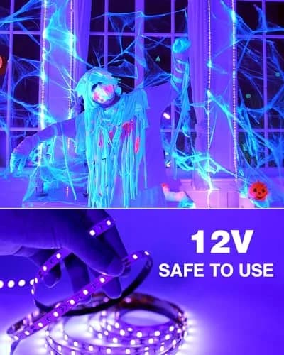 Onforu 20m (65.6ft) LED Black Light Strip Kit | 1200 LEDs for Glow Parties & Halloween thumbnail 4