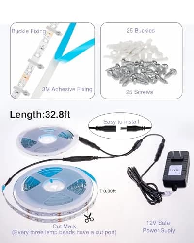 Onforu 20m (65.6ft) LED Black Light Strip Kit | 1200 LEDs for Glow Parties & Halloween thumbnail 5