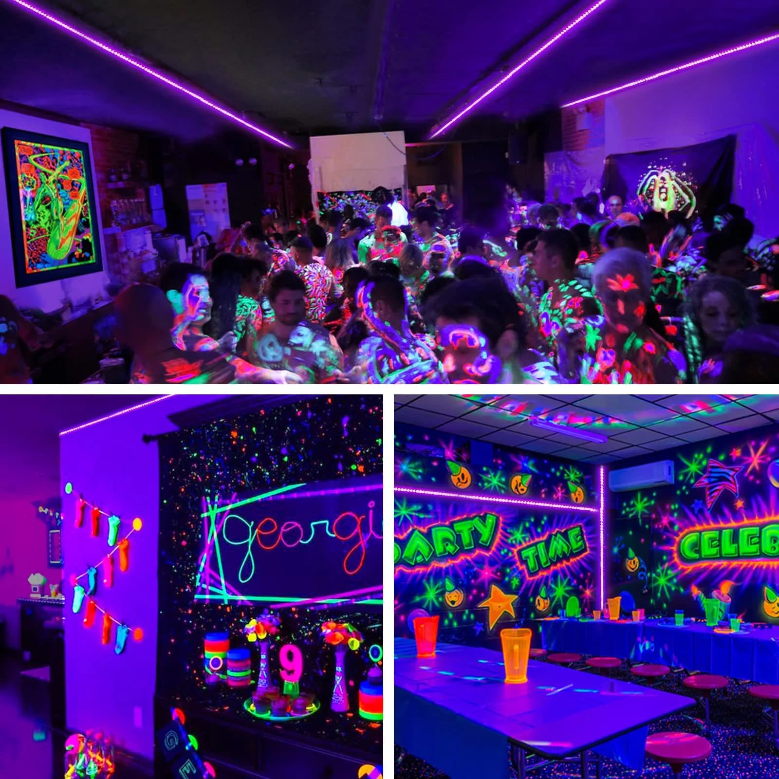 Onforu 20m (65.6ft) LED Black Light Strip Kit | 1200 LEDs for Glow Parties & Halloween - view 6