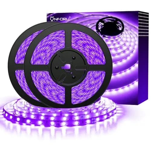 Onforu 20m (65.6ft) LED Black Light Strip Kit | 1200 LEDs for Glow Parties & Halloween thumbnail 1