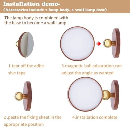 LANDGOO Wood Wall Sconce Bedside Lamp Rechargeable Night Light | Natural Wood, Dimmable, Portable thumbnail 7