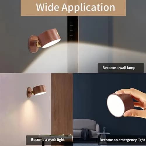LANDGOO Wood Wall Sconce Bedside Lamp Rechargeable Night Light | Natural Wood, Dimmable, Portable thumbnail 8