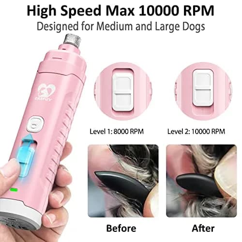Casfuy Dog Nail Grinder with 2 LED Light | 2-Speed Rechargeable Quiet Painless Grooming Tool (70-120c) thumbnail 4