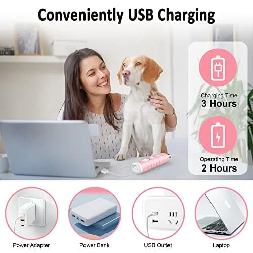 Casfuy Dog Nail Grinder with 2 LED Light | 2-Speed Rechargeable Quiet Painless Grooming Tool (70-120c) thumbnail 7