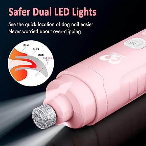 Casfuy Dog Nail Grinder with 2 LED Light | 2-Speed Rechargeable Quiet Painless Grooming Tool (70-120c) thumbnail 3