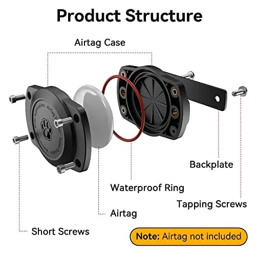 CITYWAY Ultra-Secure Airtag Dog Collar Holder 2 Pack Black | IPX8 Waterproof & Unbreakable thumbnail 2