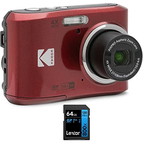 Kodak PIXPRO FZ45RD Digital Camera Red Bundle with 64GB SD Card | 16MP Compact Camera with 4x Optical Zoom & 1080p FHD Video thumbnail 1
