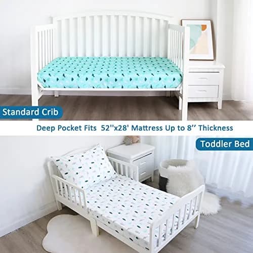 SPRINGSPIRIT Crib Sheets for Boys or Girls 2-Pack, Fitted Crib Sheet 52'' x 28'' (132cm x 71cm) | Soft Breathable Polyester thumbnail 5