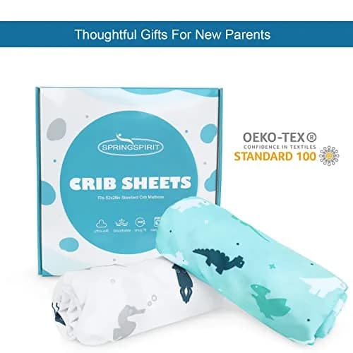 SPRINGSPIRIT Crib Sheets for Boys or Girls 2-Pack, Fitted Crib Sheet 52'' x 28'' (132cm x 71cm) | Soft Breathable Polyester thumbnail 6