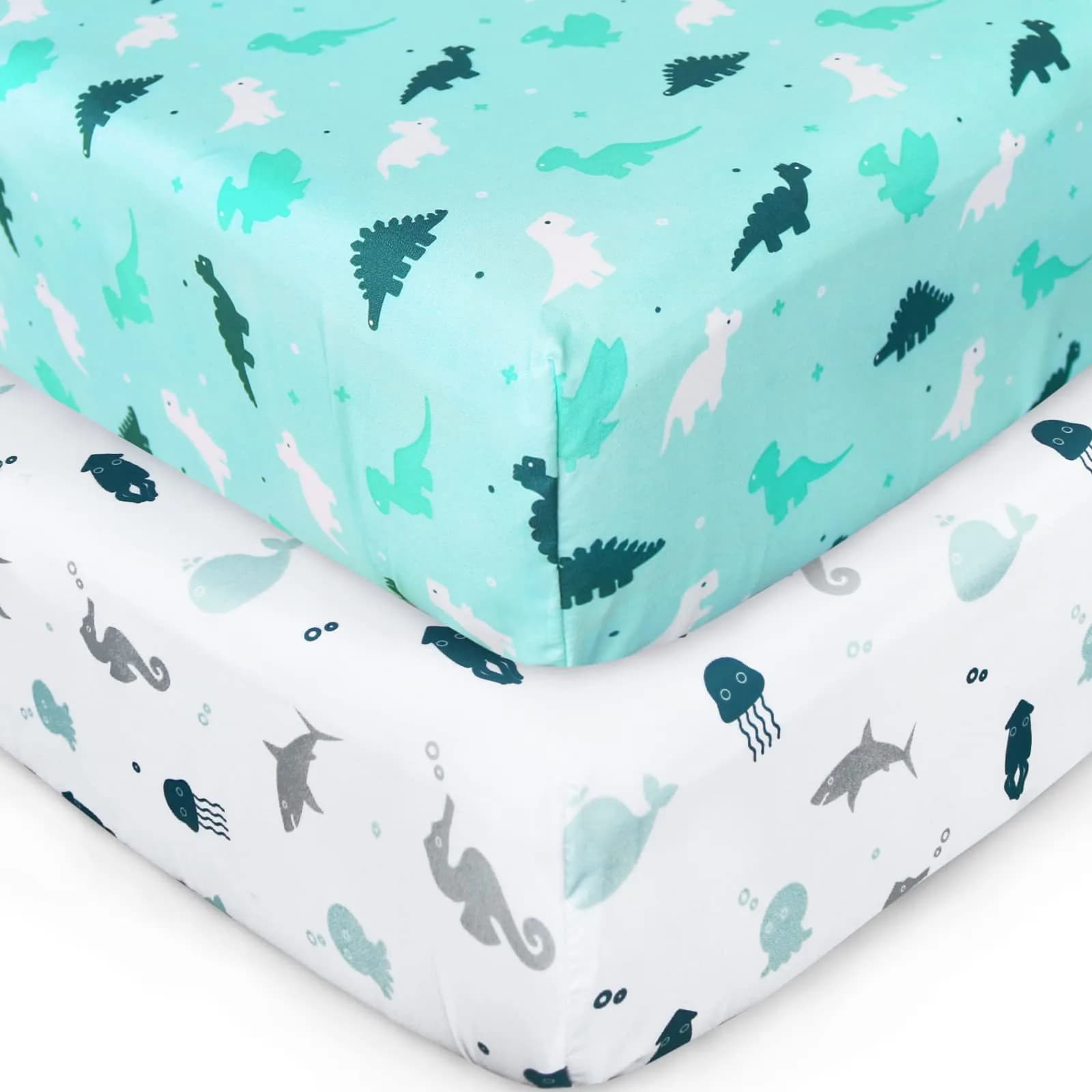 SPRINGSPIRIT Crib Sheets for Boys or Girls 2-Pack, Fitted Crib Sheet 52'' x 28'' (132cm x 71cm) | Soft Breathable Polyester
