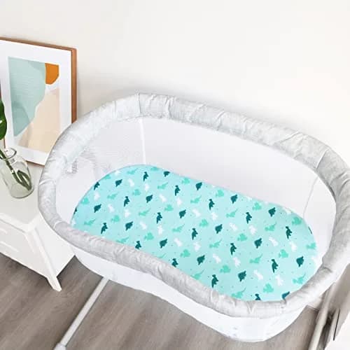 SPRINGSPIRIT Bassinet Sheets 2 Pack, Aqua Animal Print | Universal Fit for Rectangle, Oval, Hourglass Bassinet Mattress thumbnail 4