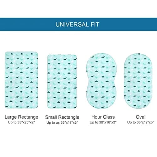 SPRINGSPIRIT Bassinet Sheets 2 Pack, Aqua Animal Print | Universal Fit for Rectangle, Oval, Hourglass Bassinet Mattress thumbnail 7