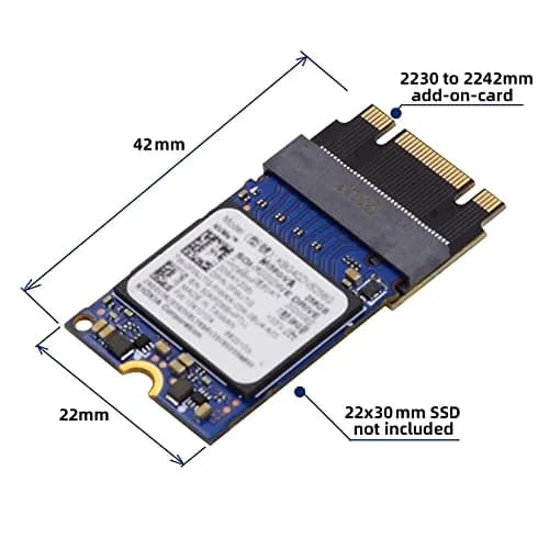 cablecc NVME M-Key to M-Key Extension Adapter 22x30mm to 22x42mm | Support 2230 to 2242 SSDs thumbnail 4