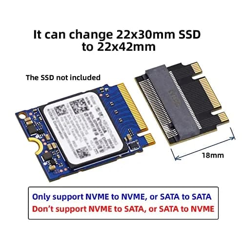 cablecc NVME M-Key to M-Key Extension Adapter 22x30mm to 22x42mm | Support 2230 to 2242 SSDs thumbnail 3