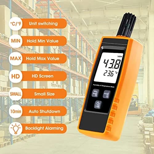 XRCLIF Handheld Humidity Meter Digital Hygrometer Thermometer 0-100% RH / -30-60°C (-22-140°F) LCD Display Backlight Moisture Tester Gauge | Dual Display thumbnail 4