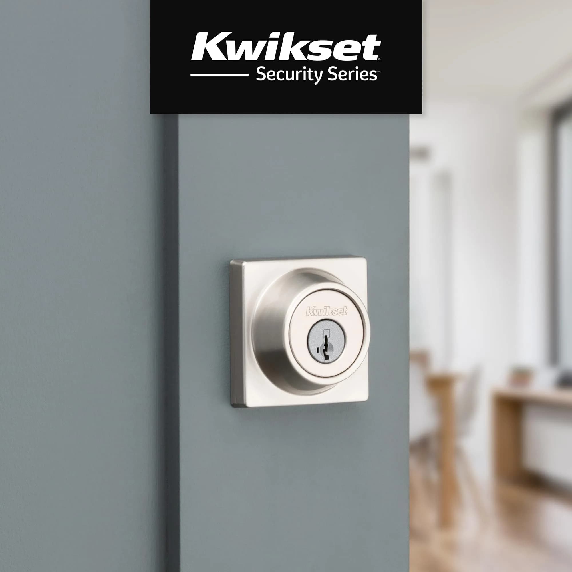 Kwikset Single Cylinder Deadbolt with SmartKey Lock, Satin Nickel | Secure Entry for Indian Homes - view 2