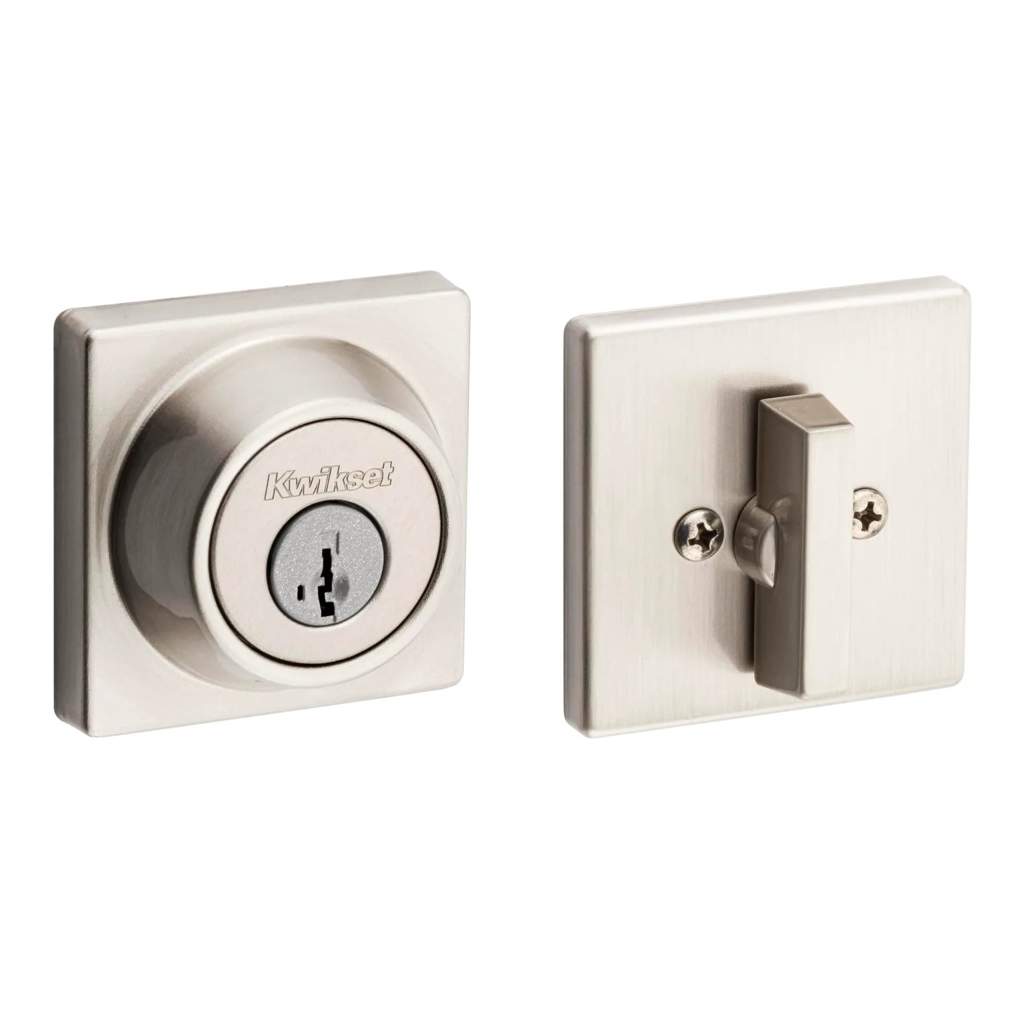 Kwikset Single Cylinder Deadbolt with SmartKey Lock, Satin Nickel | Secure Entry for Indian Homes — Satin Nickel