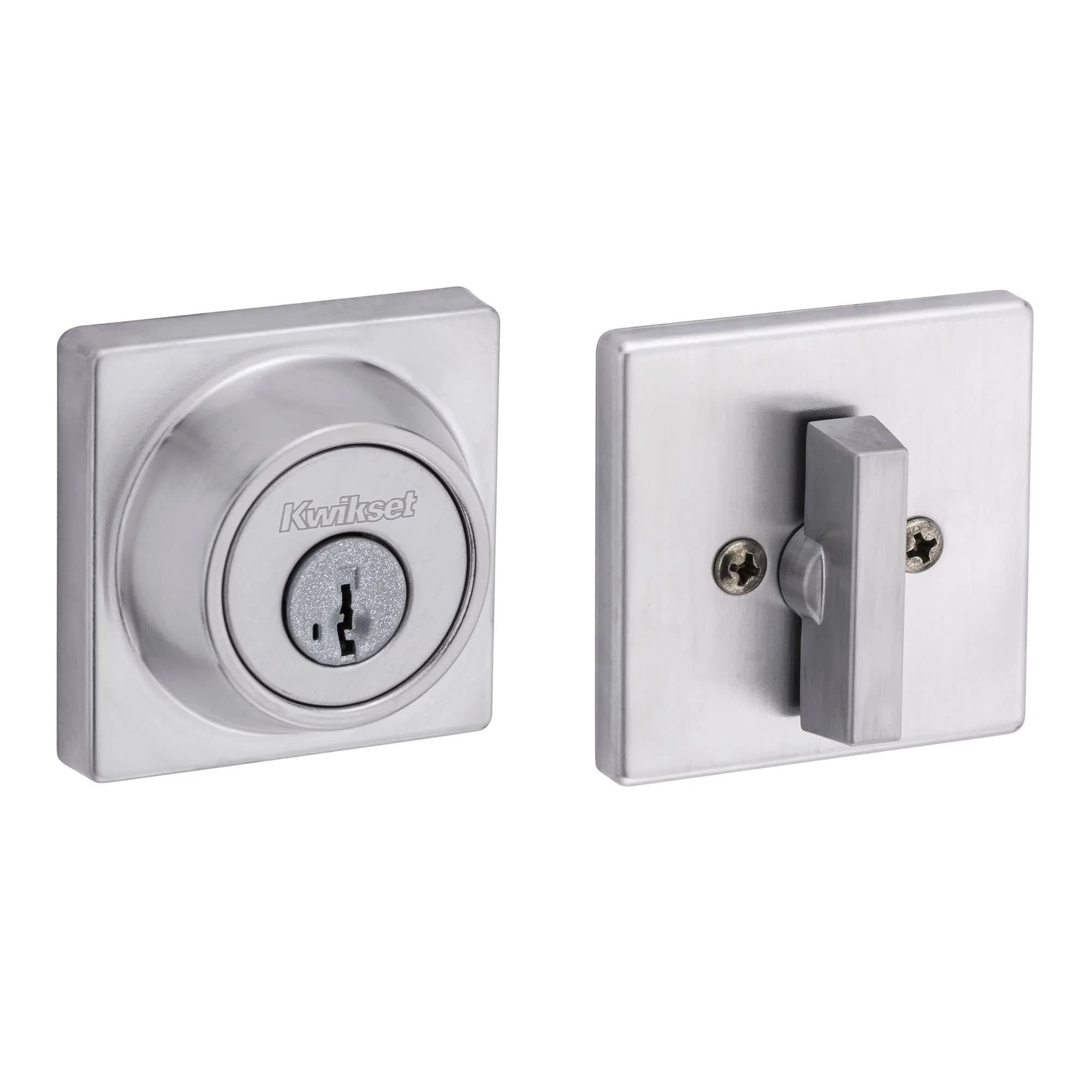 Kwikset Single Cylinder Deadbolt with SmartKey Lock, Satin Nickel | Secure Entry for Indian Homes - view 3