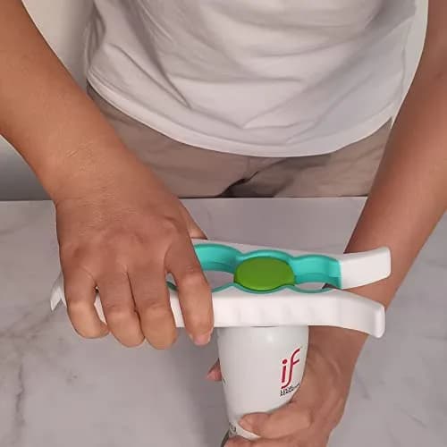 Otstar Jar Opener Bottle & Can Opener for Weak Hands | Effortless Lid Removal (White & Cyan) thumbnail 6