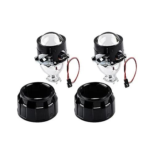 Astra Depot 2.5 inch H1 Bi-Xenon Front Lamp Projector Lens | Chrome Housing, Clear Lens, 2 Pack thumbnail 1