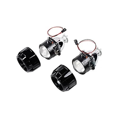 Astra Depot 2.5 inch H1 Bi-Xenon Front Lamp Projector Lens | Chrome Housing, Clear Lens, 2 Pack thumbnail 3