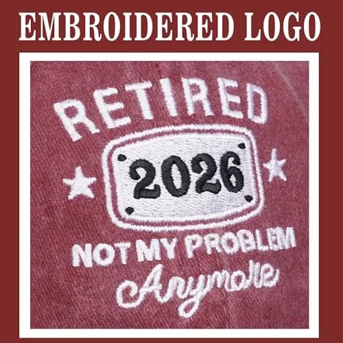 IORTY RTTY Retirement Hat Not My Problem Anymore Baseball Cap Red | Embroidered Denim, Adjustable, Unisex thumbnail 2