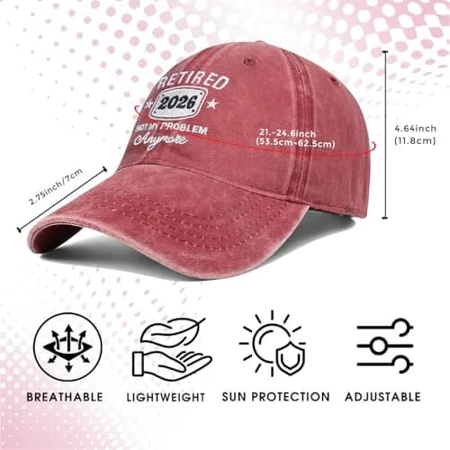 IORTY RTTY Retirement Hat Not My Problem Anymore Baseball Cap Red | Embroidered Denim, Adjustable, Unisex thumbnail 3