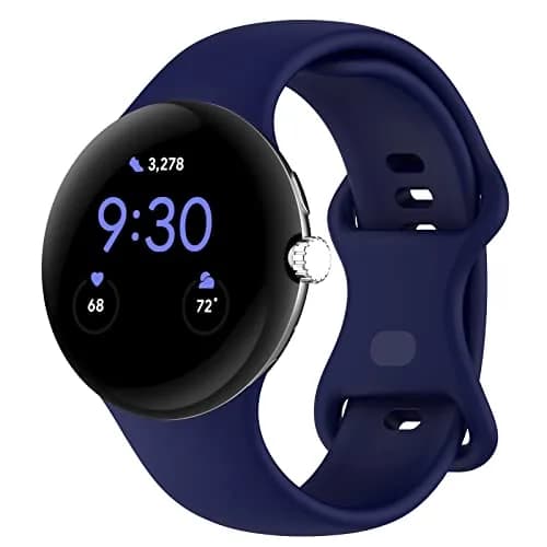 Eiavike Silicone Band for Google Pixel Watch 41mm (Large, Navy Blue) | Breathable & Durable Replacement Strap thumbnail 1